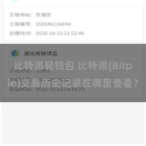 比特派轻钱包 比特派(Bitpie)交易历史记录在哪里查看？