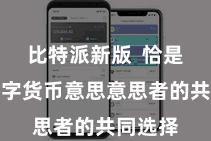 比特派新版  恰是众大齐字货币意思意思者的共同选择